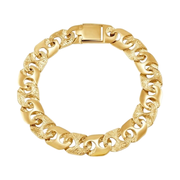 Adara's™ Solid Ornate Mariner Bracelet, 10K Yellow Gold