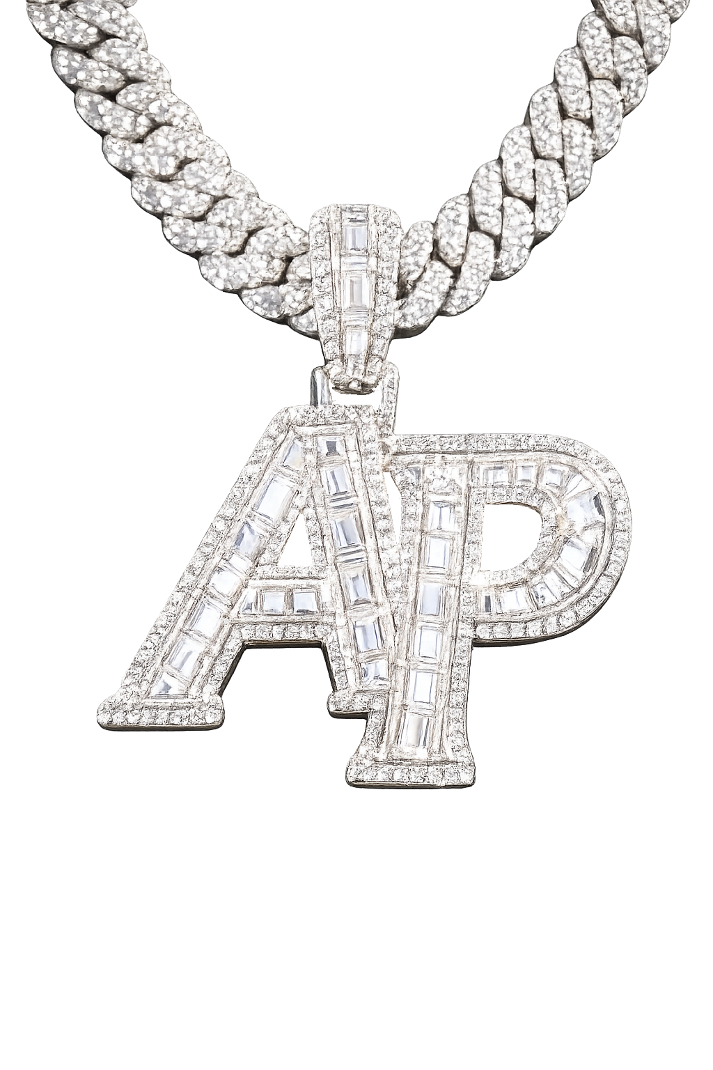 Adara's™ Signature AP Majesty Pendant, Solid Cuban Chain, Fully Iced with VVS+ Diamonds, 14K White Gold Luxury Edition