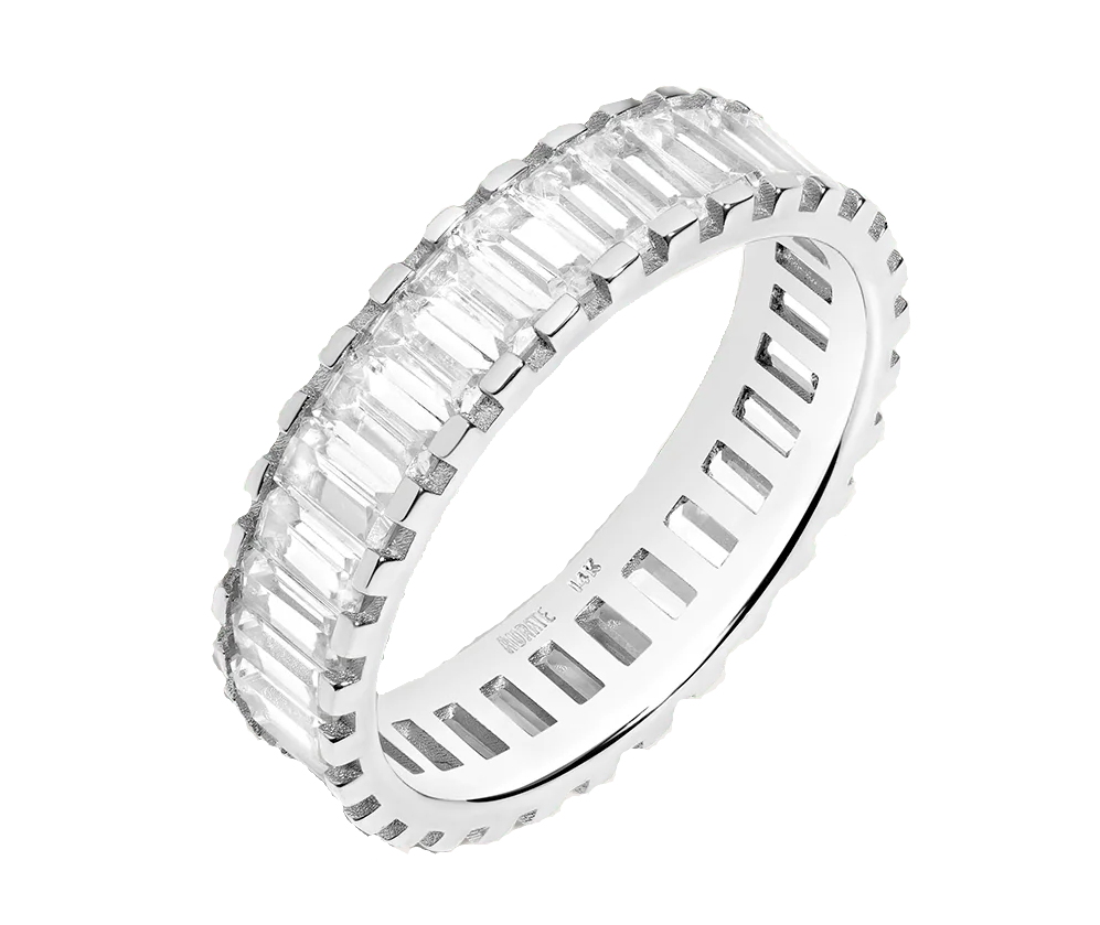 Adara's™ Bold Diamond Baguette Ring, 3.1 Carat SI Diamonds, 14K Silver Gold