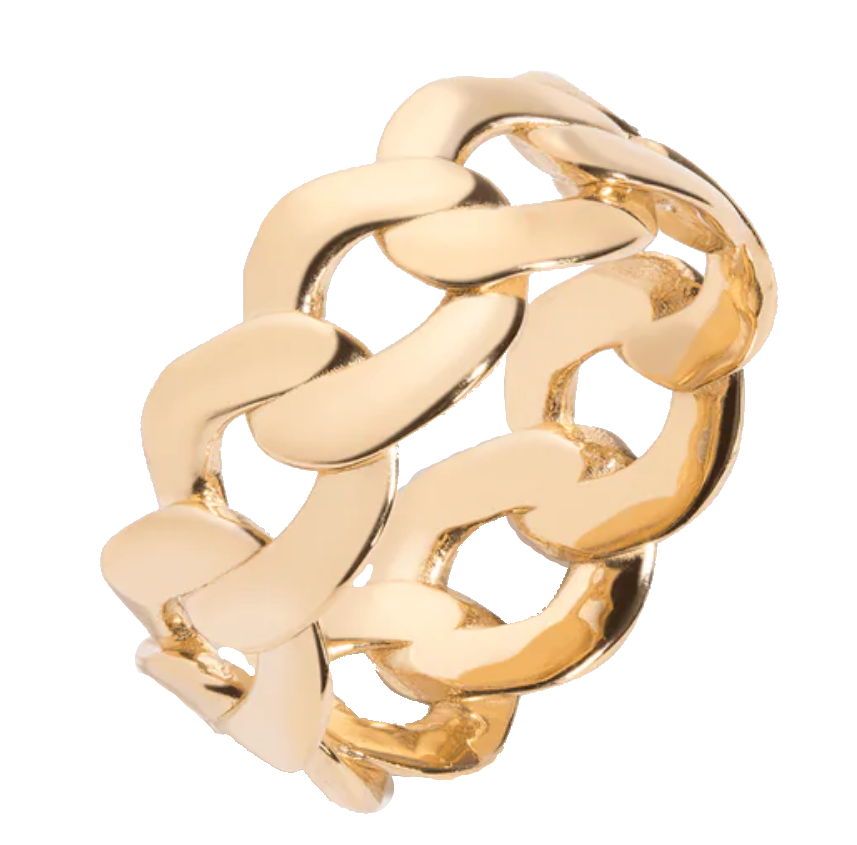 Adara's™ Puffy Chain Ring Vermail, 14K Yellow Gold
